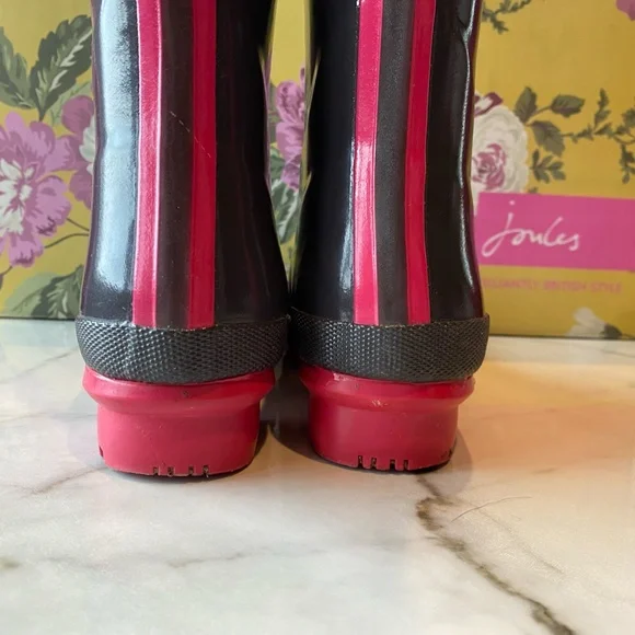 Joules Kelly Welly Rain boots slate gray with Pink SZ 6 - Picture 9 of 16